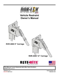 Vehicle Restraint Owner’s Manual - ritehite.net