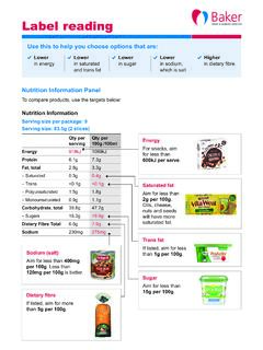 Label reading fact sheet | Baker Heart and Diabetes Institute
