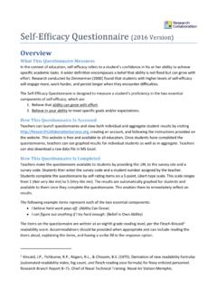 Self-Efficacy Questionnaire (2016 Version)