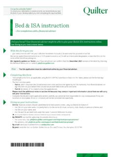 Bed &amp; ISA instruction - Quilter plc