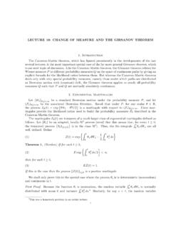 LECTURE 10: CHANGE OF MEASURE AND THE GIRSANOV …