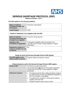SERIOUS SHORTAGE PROTOCOL (SSP) - NHS Business …