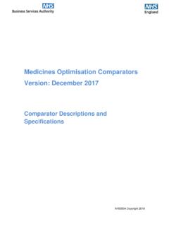 Medicines Optimisation Comparators Version: …