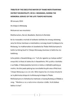 TRIBUTE BY THE EXECUTIVE MAYOR OF THABO …