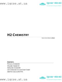 H2 Chemistry Notes - IGCSE-ALEVEL
