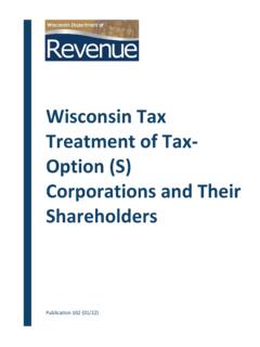Wisconsin Tax Treatment of Tax- Option (S) Corporations ...