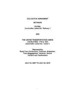 COLLECTIVE AGREEMENT BETWEEN CN RAIL …