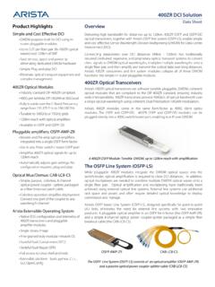 Data Sheet Product Highlights Overview 400ZR Optical ...
