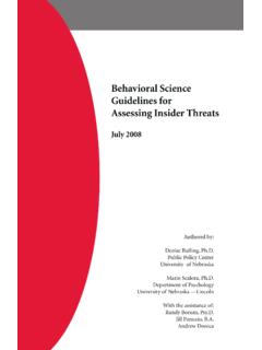 Behavioral Science Guidelines for Assessing Insider Threats