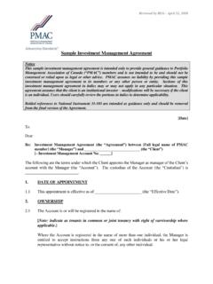 Sample Investment Management Agreement - PMAC