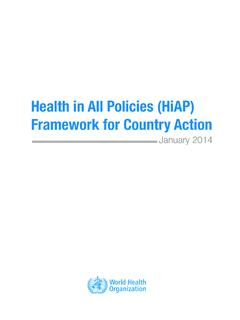 Health in All Policies (HiAP) Framework for Country Action