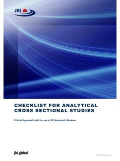 CHECKLIST FOR ANALYTICAL CROSS SECTIONAL STUDIES
