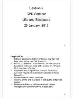 Session 9 CPD Seminar Lifts and Escalators 25 …