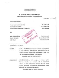 COMBINED SUMMONS IN THE HIGH COURT OF SOUTH …