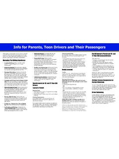 Info for Parents, Teen Drivers and Their Passengers