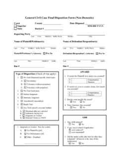 General Civil Case Filing Information Form (Non …