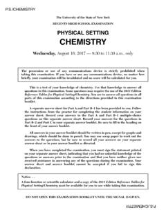 PHYSICAL SETTING CHEMISTRY