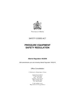 PRESSURE EQUIPMENT SAFETY REGULATION - Alberta