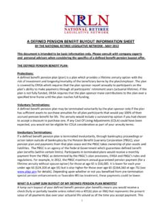 A DEFINED PENSION BENEFIT BUYOUT INFORMATION SHEET
