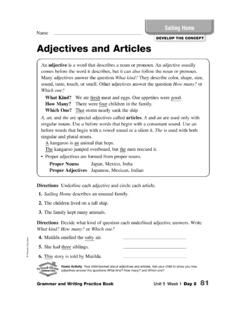 Adjectives and Articles - Weebly