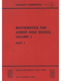 Mathematics for Junior High School Volume 1 Part I