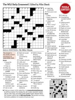 The WSJ Daily Crossword | Edited by Mike Shenk PUZZLE …
