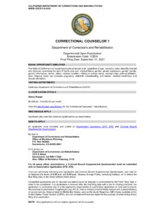 CORRECTIONAL COUNSELOR 1 - cdcr.ca.gov