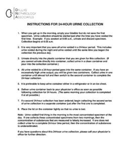 INSTRUCTIONS FOR 24-HOUR URINE COLLECTION