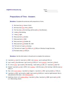 Prepositions of Time - Answers - English for Everyone