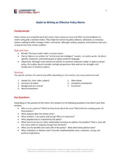 Guide to Writing an Effective Policy Memo