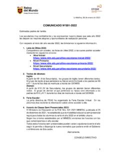 COMUNICADO N&#176;001-2022
