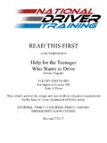 READ THIS FIRST - Driver Education and Training Programs