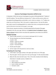 American Psychological Association (APA) Format