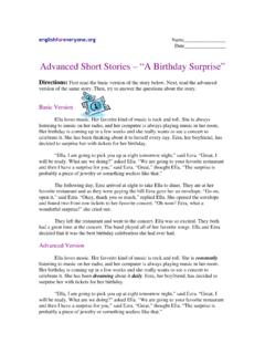 Advanced Short Stories – “A Birthday Surprise”