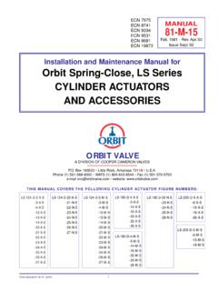 Installation and Maintenance Manual for Orbit …