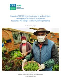 Impacts of COVID-19 on food security and nutrition ...