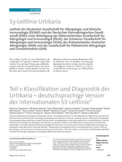 Teil 1: Klassifikation und Diagnostik der Urtikaria ...