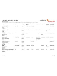 Film and TV Production List www.ubcp
