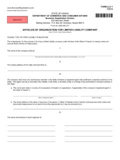 LLC-1 Articles of Organization - Hawaii