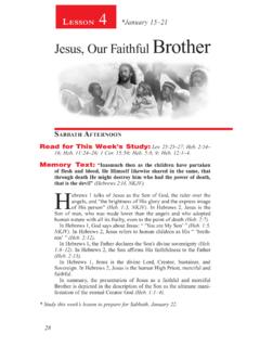 Lesson 4 Jesus, Our Faithful Brother