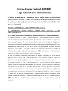 Sistema Licenze Nazionali 2018/2019 Lega Italiana …