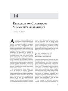Research on Classroom Summative Assessment