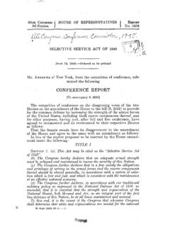 Selective Service Act of 1948, Conference Report