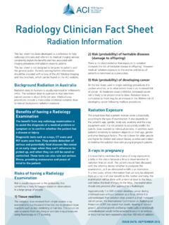 Radiology Clinician Fact Sheet - Radiation Information