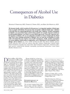 Consequences of Alcohol Use in Diabetics
