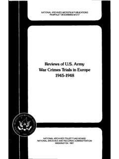 Reviews of U.S. Army War Crimes Trials in Europe 1945-1948