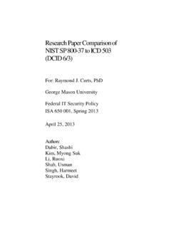 Comparison of RMF (NIST SP 800-37) against ICD 503 …
