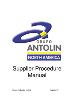Supplier Procedure Manual - Grupo Antolin
