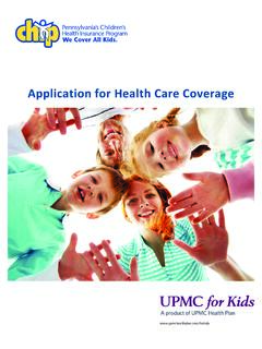 Application for Health Care Coverage - UPMC Health Plan