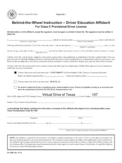 Behind-the-Wheel Instruction – Driver Education Affidavit